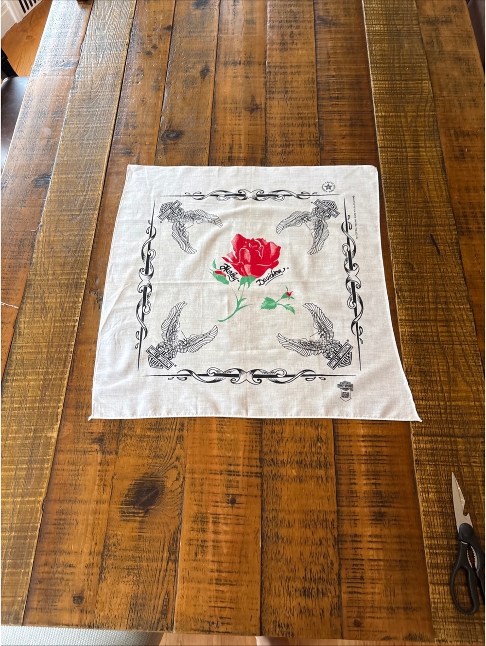 90’s Harley Davidson Bandana Rose & Eagle